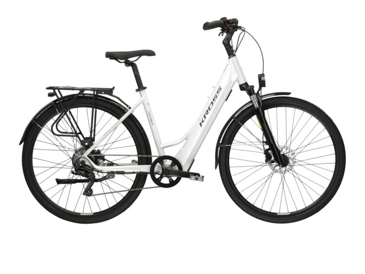 Bicicleta electrica de trekking KROSS TRANS HYBRID 1.0 LS Pearl 2024
