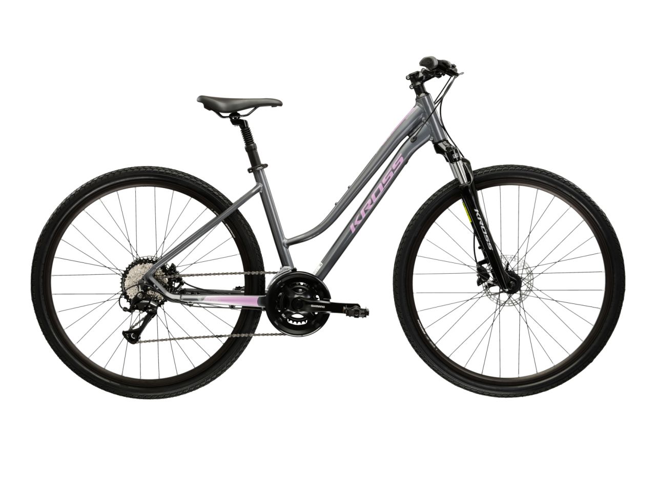 Bicicleta dama de oras KROSS EVADO 4.0 Lady Gray Pink 2025